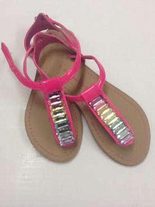 Girls Pink Sandal With Colour Beads