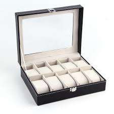 10 Grid PU Watch Display Collection Case Box Jewellery Storage Organizer