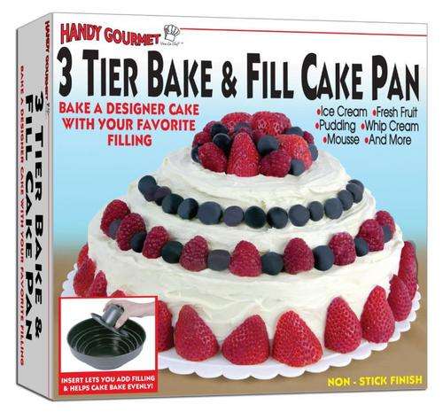 3 Tier Cake Pan - Includes Fruit Dip Top Insert