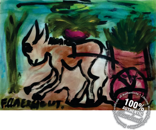 Massive Claerhout Acrylic Artwork! Famous Donkey (60cm x 42cm) GREAT INVESTMENT ART!!! COA included!
