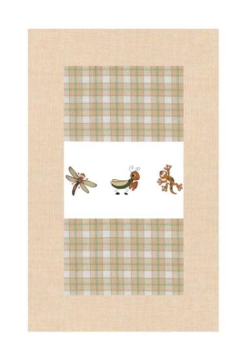 Cot Duvet Cover and pillow case in Stone Check with Critters print