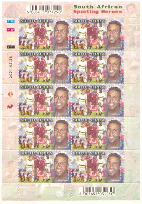 2001 SPORTING HEROES  FULL SHEET MINT LUCAS RADEBE