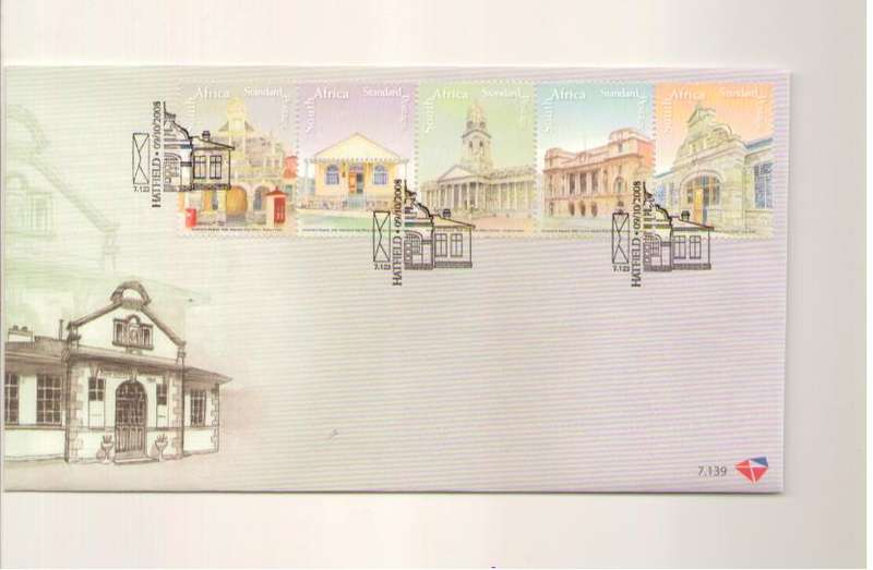 2008  SOUTH AFRICAN POST OFFICE BUILDINGS FDC 7.139