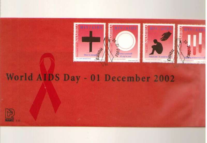 NAMIBIA 2002 HEALTH CARE AIDS AWARENESS VARIATION FDC 3.35