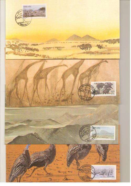 SWA 1983 SOUTH WEST AFRICAN PAINTERS SET OF HAND CANCELLED CARDS RARE