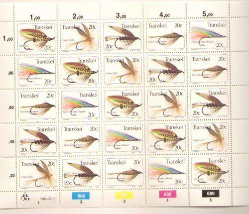TRANSKEI.1984 FISHING FLIES SET FULL SHEET MINT