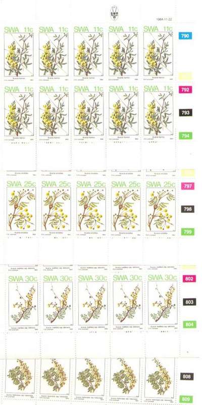 1984 22 NOVEMBER. SPRING IN S.W.A. FULL SHEETS MINT, CONTROL BLOCK MINT AND FDC.