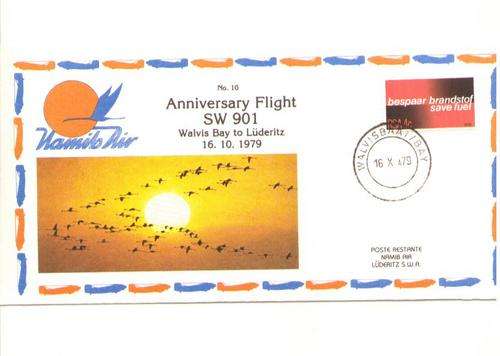 NAMIB AIR FLIGHT COVER  #10 ANNIVERSARY FLIGHT WALVIS BAY TO LUDERITZ