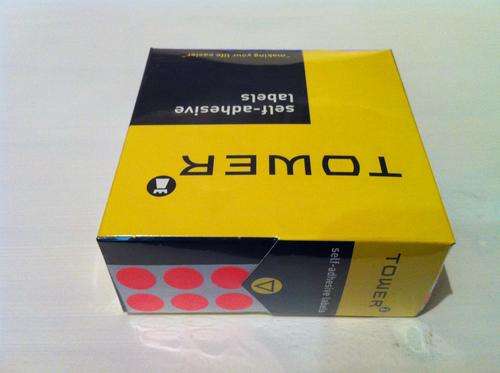 Tower Lumo Florescent Red Stickers 10mm diameter
