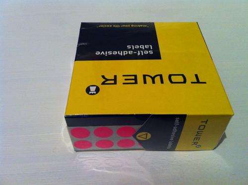 Tower Lumo Florescent Pink Stickers 10mm diameter