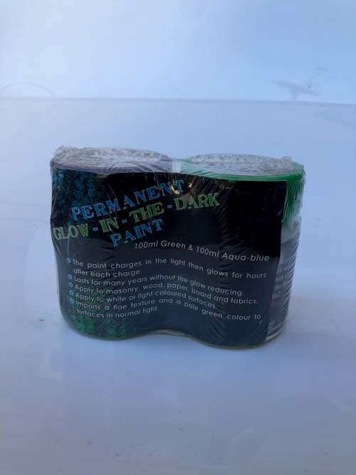 Glow in the Dark Permanent Paint (2x 100ml aqua-blue and green)