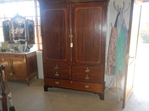 19th Century half veneered Walnut ArmoireL140xW69xH212cm