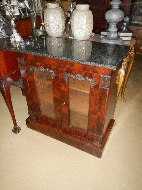 William IV flamed mahogany cabinet with new speckled granite black top