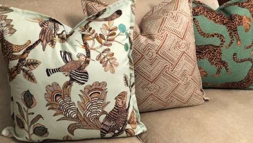 Genuine Ardmore scatter cushions - 60x60cm with an Oxford pleat finish - Hertex velvet backing