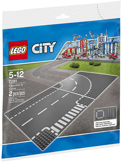 Lego City Set #7281 T-Junction & Curved Road Plates