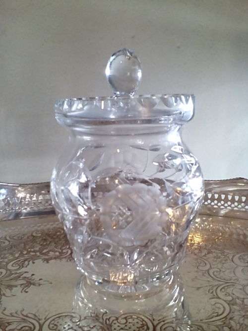 Sparkling Rose Cut crystal cookie jar and lid