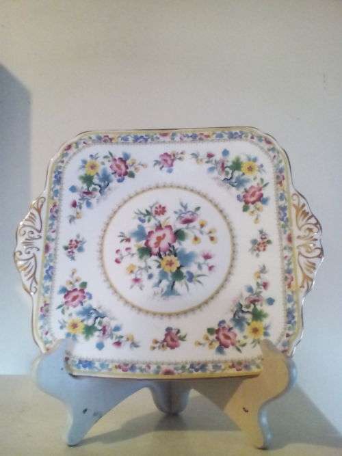 Vintage Foley (Edward Brain and Co. Bought out in 1958) teaset large cake. plate.Ming Rose' pattern.