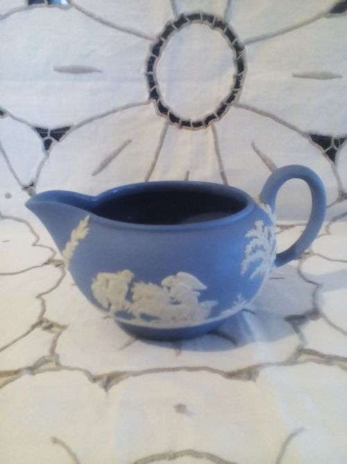 Wedgwood Jasperware blue and white creamer,  in excellent condition.