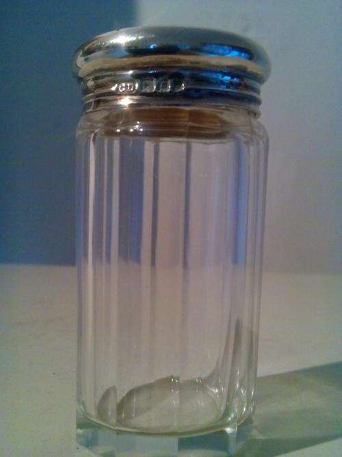 Sterling silver topped dressing table jar