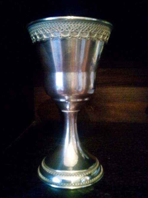Substantial-102grams-sterling silver kiddush cup.