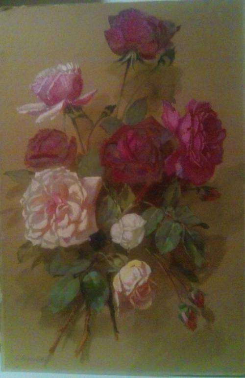 Giovanni Fasciotti 1883-1961watercolour of roses.Other works sold by Stephan Welz and Bonham's.