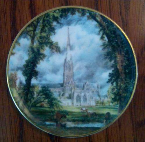 Coalport fine bone China miniature plate-Constable's 'Salisbury Csthedral'-in branded box.