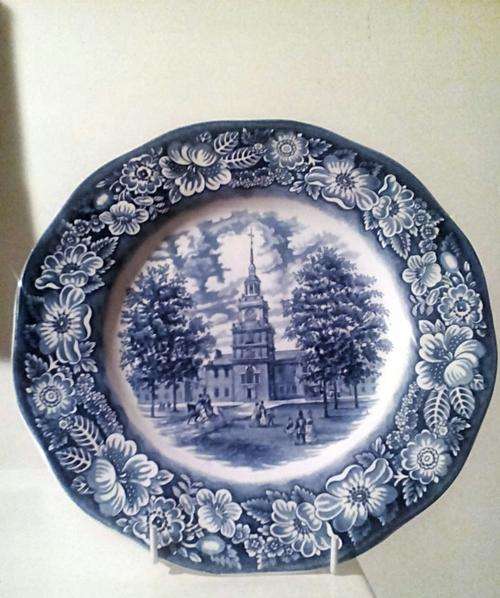 Liberty Blue display plate Independence Hall. Two. Combined postage with plate one at r50.