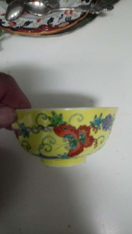 Two vintage hand painted Chinese rice bowls