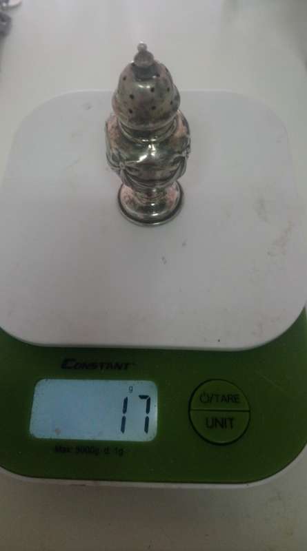 Hallmarked English silver pepperette selling for scrap.