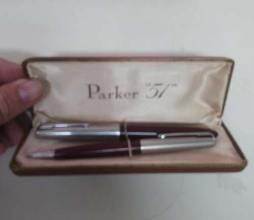 Vintage Parker 51 fountain pen and propelling pencil in branded case