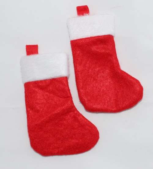 Christmas Table Setting Decor _ 1 Set of 2 Cutlery Stockings + 2x Wine bottle hats
