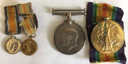 WW1 MEDAL PAIR to SOUTH AFRICAN MOTOR CYCLE CORPS (East Africa) + minis