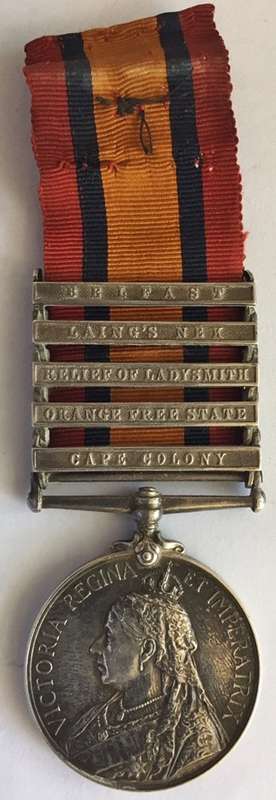 BOER WAR QSA (Relief/Ladysmith-Laing's Nek-Belfast) CASUALTY 31 Jan 1900 NATAL