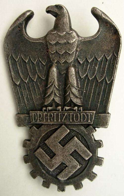 WW2 GERMAN THIRD REICH BADGE - DR. FRITZ TODT PRIZE