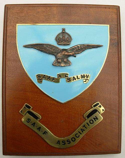 S.A.A.F. ASSOCIATION QUALITY  METAL BADGE on WOODEN SHIELD (PLAQUE)