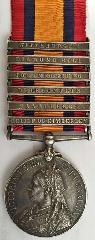 BOER WAR QUEEN'S S. AFR. MEDAL (QSA) - 6 BATTLE CLASPS to KITCHENER'S HORSE
