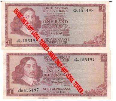 R1 notes with sequencial serial numbers