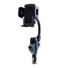Car Charger Holder With Dual Usb Port & One Cigarette Lighter
