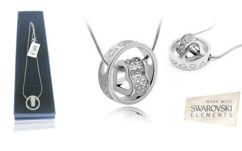 SWAROVSKI CRYSTAL HEART IN CIRCLE PENDANT