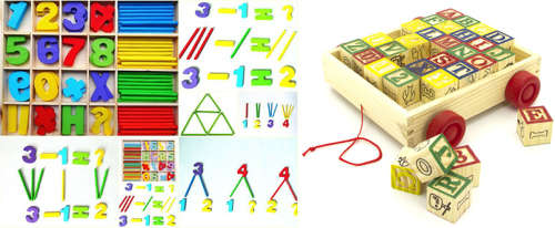 30-PIECE ABC BLOCK CART & WOODEN NUMERIC COMPUTATION SET