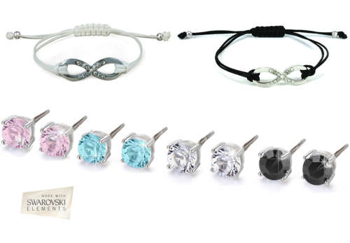 Swarovski Infinity Bracelet with a Set of Stud Earrings