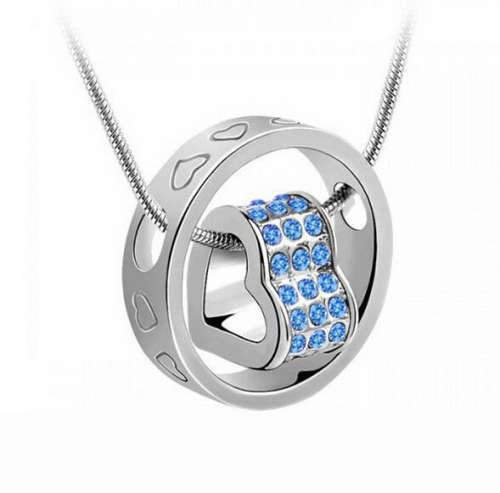 SWAROVSKI CRYSTAL HEART IN CIRCLE PENDANT
