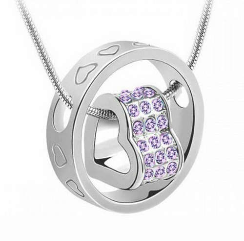 SWAROVSKI CRYSTAL HEART IN CIRCLE PENDANT