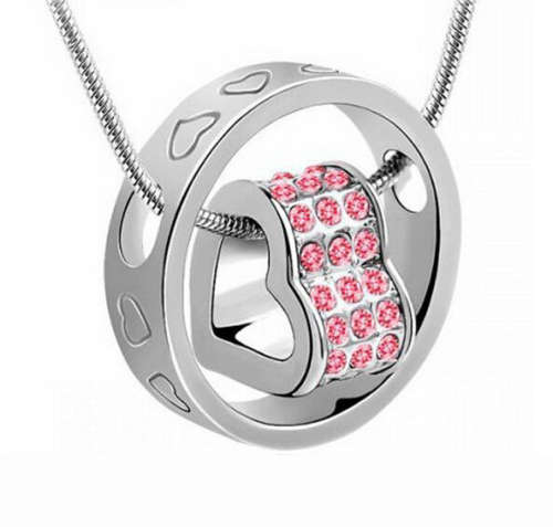 SWAROVSKI CRYSTAL HEART IN CIRCLE PENDANT
