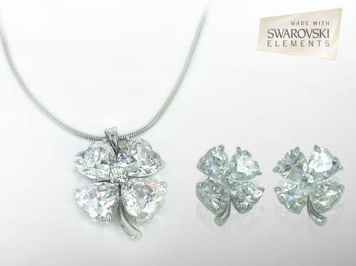 4 LEAF CLOVER SWAROVSKI JEWELLERY SET