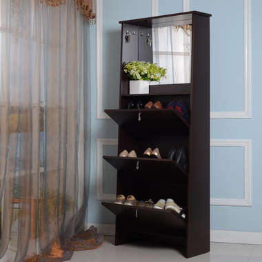 3 Door Shoe Cabinet With  Dressing Mirror