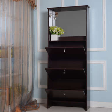3 Door Shoe Cabinet With  Dressing Mirror