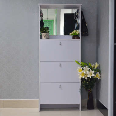 3 Door Shoe Cabinet With  Dressing Mirror