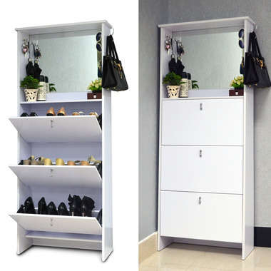 3 Door Shoe Cabinet With  Dressing Mirror