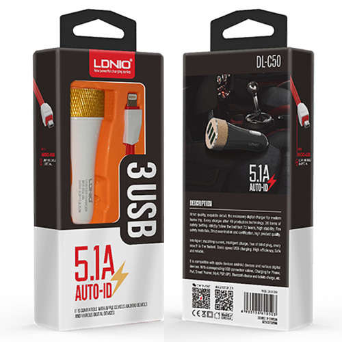 LDNIO Car Charger With 3 USB Ports